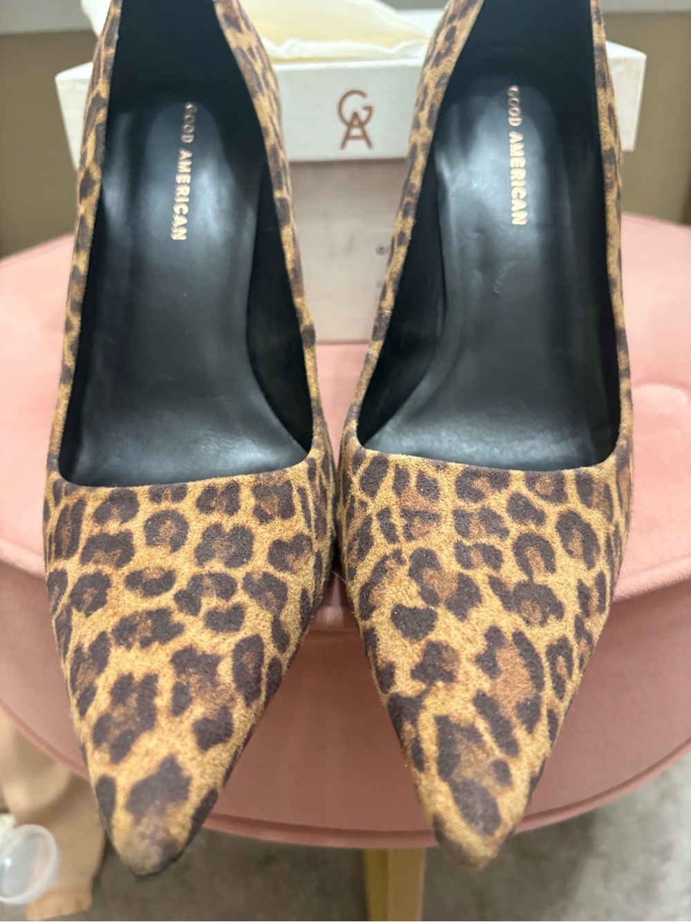 Good American Leopard-Print Pointed Toe Stiletto Heels - Brown/Black - Picture 4 of 7